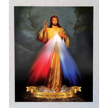 Imagem de Quadro De Tecido Jesus Misericordioso Com Moldura 77X58 Cm - Fornecedo