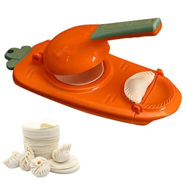 Imagem de Conjunto de ferramentas de prensagem de massa 2 em 1 faça você mesmo molde de máquina de empanada manual de cozinha embalagem Gyoza ferramenta fácil para iniciantes, laranja, 27,5 * 8 cm