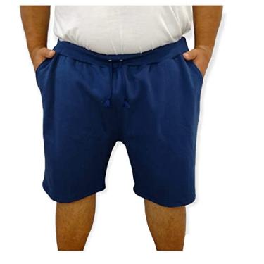 Imagem de Bermuda Moletom Masculino Plus Size Short Grande De Moletinho Com Bolsos Tamanho:G5;Cor:Azul