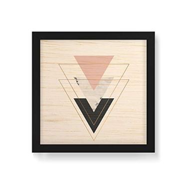 Imagem de Arte Maníacos Quadro Decorativo em Madeira Triangulos Para Baixo Rosa - 30x30cm (Moldura caixa em laca preta)
