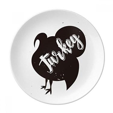 Imagem de Prato de animal de peru preto e branco decorativo de porcelana Salver louças de jantar