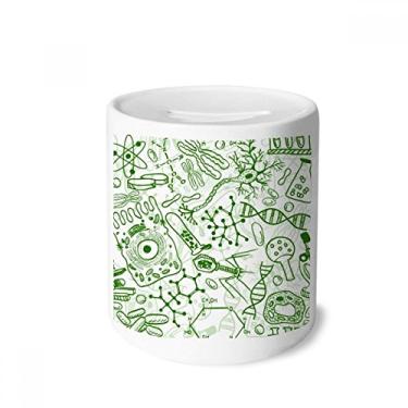 Imagem de DIYthinker Caixa de dinheiro biológica com estrutura de células de microscópio verde porta-moedas de cerâmica presente de cofrinho