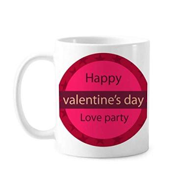 Imagem de Caneca de cerâmica para café e porcelana rosa redonda Happy Valentine's Day Love