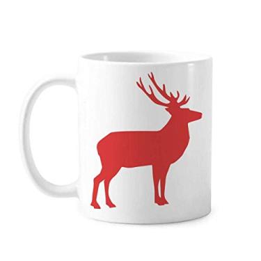 Imagem de Caneca de cerâmica de grão de madeira vermelha de cervo, copo de porcelana de café