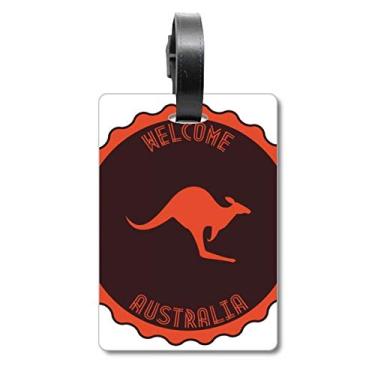 Imagem de Etiqueta da Austrália com emblema de canguru, etiqueta para bagagem, cartão de bagagem, etiqueta