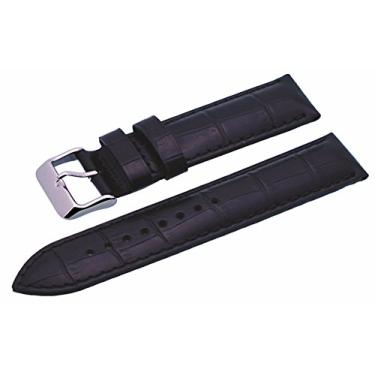 Imagem de Alça de reposição de couro genuíno acolchoada com padrão marrom preto 24 mm Rev ITAL331 20 mm 22 mm, Preto, 22 mm