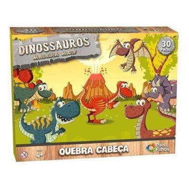Imagem de Quebra Cabeça Puzzle Dinossauro Com 30 Peças Em Mdf - 965 - Pais E Fil