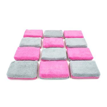 Imagem de Autofibra [Esponja aplicadora de cerâmica terry aplicadora | Pacote com 12 | com barreira de plástico para reduzir o desperdício do produto.Autofiber Thin rosa SXX01