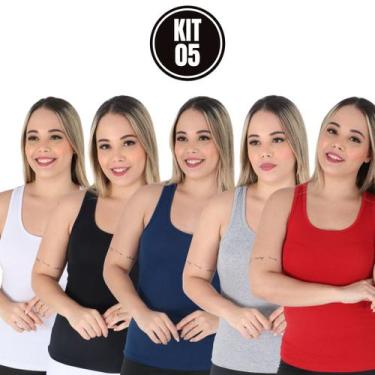 Imagem de Blusa Feminina Recorte Nadador Regatas Fitness Regatinha Basica Lisa E