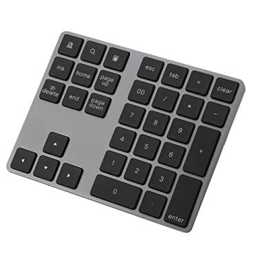 Imagem de Teclado numérico sem fio, mini numpad portátil de 34 teclas, teclado numérico ergonômico sem fio, liga de alumínio + almofada numérica preta ABS para PC Apple