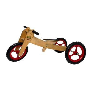Imagem de Woodbike 3 Em 1 Vermelha Bicicleta De Equilíbrio Pedagógica Waldorf Se