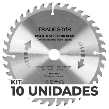 Imagem de Kit 10 Discos Serra Circular Madeira 40 D 180x20mm Makita