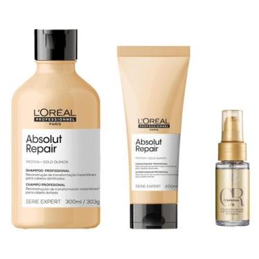 Imagem de Kit L'oréal Gold Quinoa Shampoo, Condicionador E Oil - L'oreal Profess