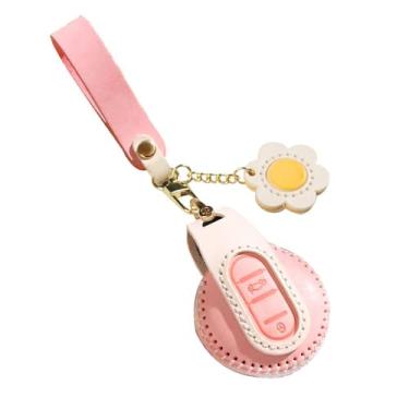 Imagem de ontto Capa de couro para chave apto para BMW Mini Cooper Clubman conversível Countryman Hardtop Keyless Smart Remote Key Skin Rosa