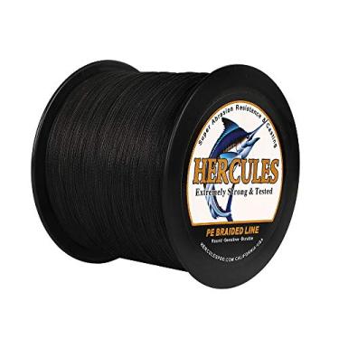 Imagem de Hercules Linha de pesca trançada super forte 4 fios super econômico de 1,8 kg a 2,3 kg Teste para água salgada, 109/328 / 547/1094 jardas (100 m / 300 m / 500 m / 1000 m), Diam# 0,08 mm - 0,55 mm Preto, 100LB(45.4KG)-0.55MM-1094YDS(1000M)