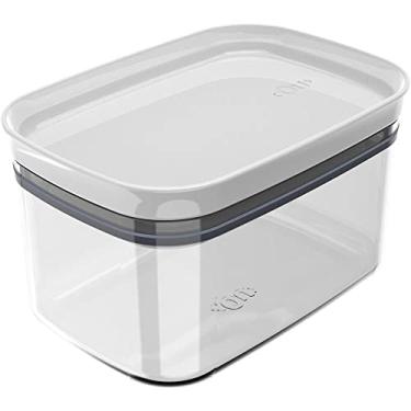 Imagem de Ou, OB500BCF, Pote Hermético Pequeno Retangular com Tampa 650 ml Porta Mantimentos Cozinha, cor Branco, Poliestireno Silicone