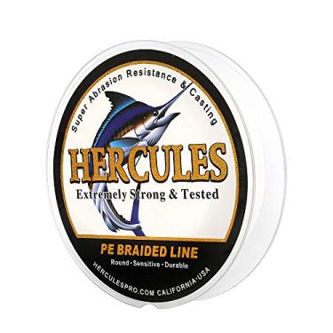 Imagem de Hercules linha de pesca trançada super fundida 8 fios de 10 lb a 300 lb teste para água salgada, 109/328/547/1094 jardas (100 m/300 m/500 m/1000 m), diamante.#0,12 mm-1,2 mm, desempenho de alto nível, cores variadas, Branco, 20LB-0.20MM-547YDS(500M)-8 STRANDS