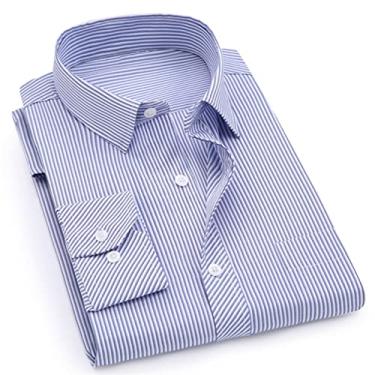 Imagem de Men's Long Sleeve Shirt Stripe Print Casual Slim Fit Large Size Business Dress Shirt Button Shirt (Color : 2111, Size : Asian M Label 39)