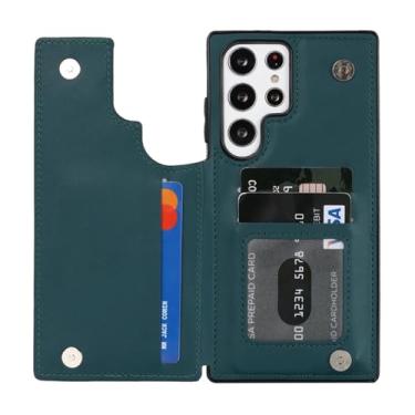 Imagem de Para samsung s23 s22 plus s21 ultra s20 fe nota 20 10 plus a12 a13 a14 a51 a54 carteira inserção de cartão capa de couro, verde, para galaxy a52 5g