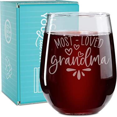 Imagem de On The Rox Drinks Presentes de vinho para avó - taça de vinho sem haste gravada para vovó mais amada de 500 ml - Ideias de presente de Dia das Mães para vovó, Gigi, vovó, avós