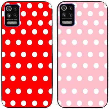 Imagem de 2 peças de capa de telefone traseira de silicone em gel TPU com bolinhas vermelhas e rosa para LG Series (LG K52)