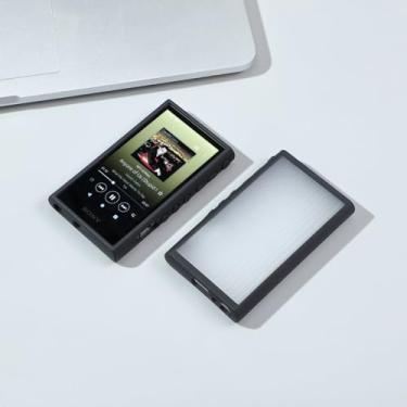 Imagem de Capa protetora com sensação de pele texturizada flexível à prova de choque atualizada para Sony Walkman NW-A300 Series NW-A306 NW-A307 (preto)