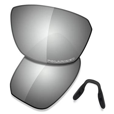 Imagem de SAUCER Lentes de reposição premium e protetores de nariz para óculos de sol Oakley Split Shot OO9416 de alta definição - Metal cromado polarizado