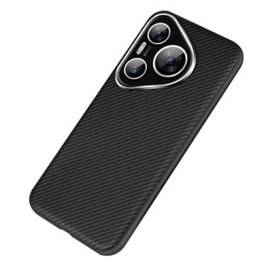 Imagem de LTLMYDAM Capa fina para Huawei Pura 70 Ultra/70 Pro/70 Pro+/70, padrão de fibra de carbono, estilo empresarial, proteção de lente traseira à prova de óleo, preta, 70 Pro