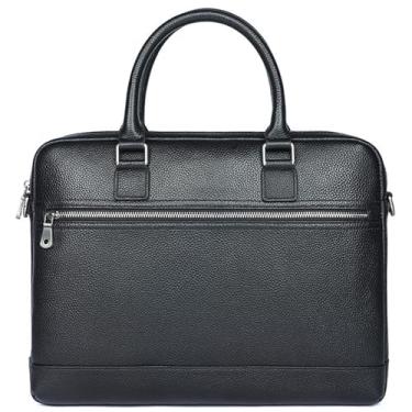 Imagem de Maleta masculina de couro legítimo de 35,5 cm, bolsa mensageiro, escritório, faculdade, bolsa para computador, a