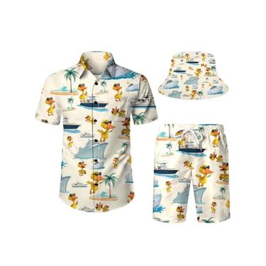 Imagem de COCYPAN 1 camiseta masculina ocidental, camisas caubói masculinas, conjunto de camisetas havaianas e shorts, camisetas havaianas engraçadas para homens, 1-P, 12 Cruise Duck, P