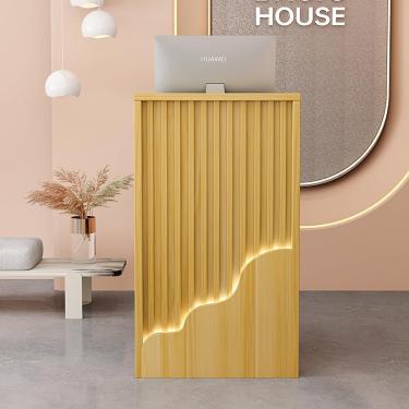 Imagem de Balcão de recepção, mesa de balcão de estações, caixa em forma de L, balcão de check-out, balcão, simples e moderno, restaurante, pequena recepção, pequena loja, caixa simples para sala de r