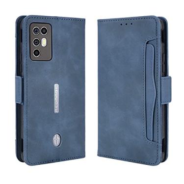 Imagem de Capa para ZTE Nubia Red Magic 6R, capa carteira de couro flip à prova de choque com suporte para cartão para ZTE Nubia Red Magic 6R (azul)