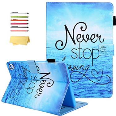 Imagem de UUcovers Capa para Samsung Galaxy Tab A7 Lite 8.7 modelo 2021 (SM-T220/T225/T227) com suporte/porta-lápis/bolsos/fecho magnético/couro PU à prova de choque macio TPU capa fólio traseira, Never Stop