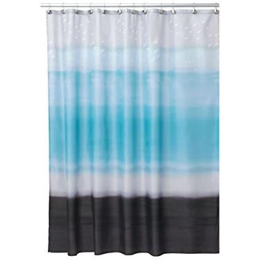 Imagem de InterDesign Cortina de chuveiro de tecido horizonte, azul/coco
