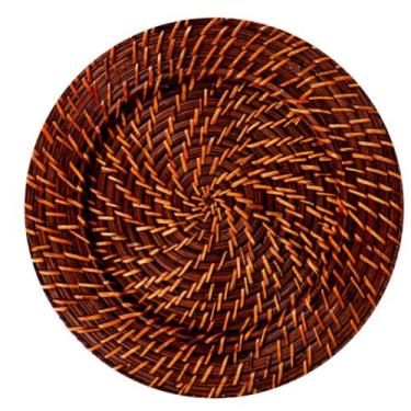 Imagem de Sousplat Redondo Em Rattan E Bambu Escuro 32cm - Mundiart