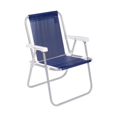 Imagem de Cadeira de Praia Alta Lazy Azul Marinho Mormaii em Alumínio 023569 Bel