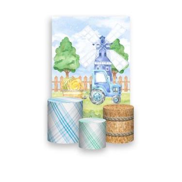 Imagem de Painel De Festa Vertical 1,50 x 2,20 + Trio De Capas Cilindro - Fazend