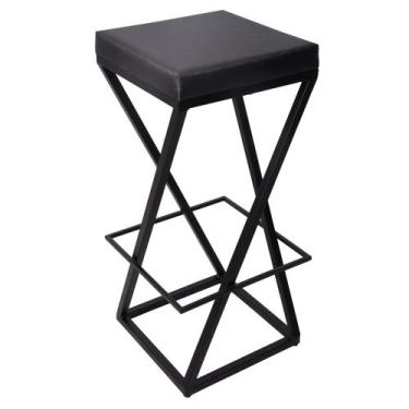 Imagem de Banqueta "Z" Industrial Estofada e Metalon sem Encosto - Preto Fosco 6