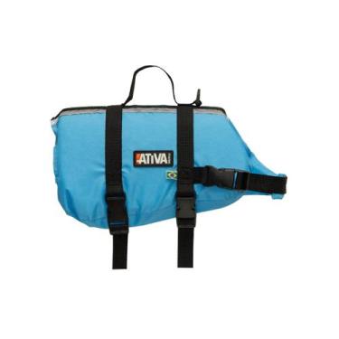 Imagem de Colete Salva Vidas Cachorros Cães De 18kg A 36kg Ativa Pet, Azul