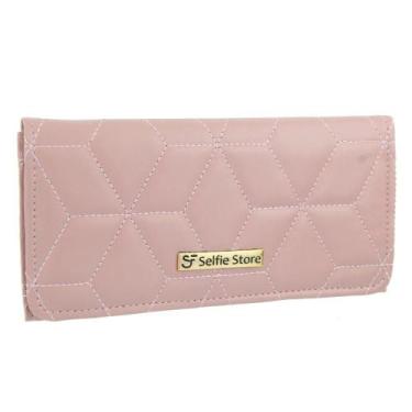 Imagem de Carteira Feminina Textura de Mão Fashion Moderna - Fierre, Rosa