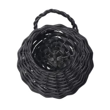 Imagem de Nishiyuenyi Suporte para Vasos de Plantas Suporte para Vasos de Plantas de Parede Armazenamento para Cesta de Flores Pendurada em Vime Suporte para Vasos, PRETO, Tamanho real