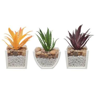 Imagem de 3 Vasos Arranjos Plantas Suculentas Artificiais P/ Banheiro - Marxgreg