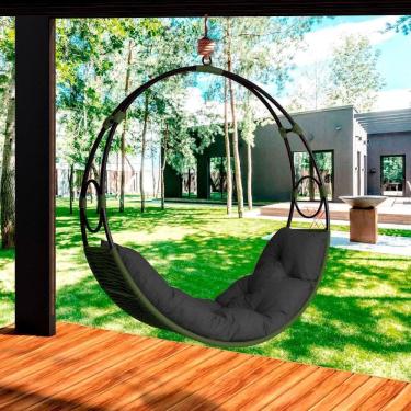 Imagem de Cadeira Balanço Suspenso Lua Nova Em Corda Náutica Verde/preto