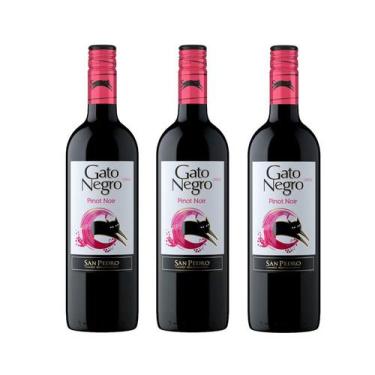 Imagem de Kit Vinho Gato Negro Pinot Noir Tinto Seco 750ml 3 unidades