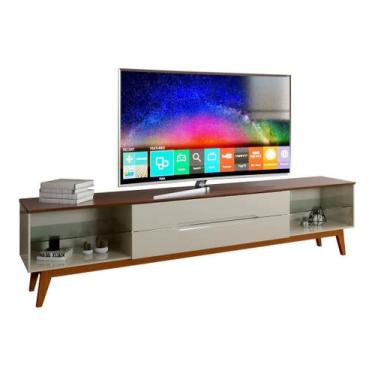 Imagem de Rack para tv wall 2,20 largura off white/freijó - Village Móveis