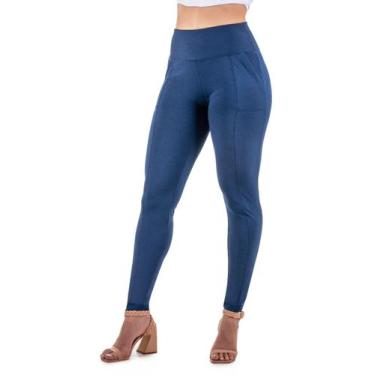 Imagem de Calça Legging Feminina Montaria Forrada Confortável - Tk Moda, Azul, P
