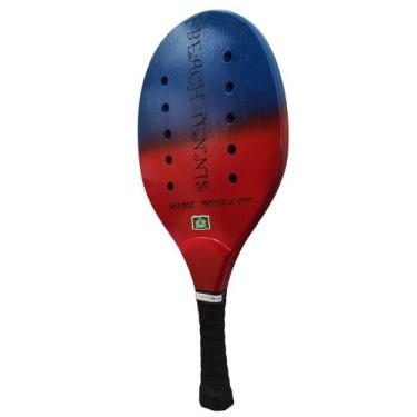 Imagem de Raquete de Beach Tennis Sakis Sport de Madeira Azul/Vermelho
