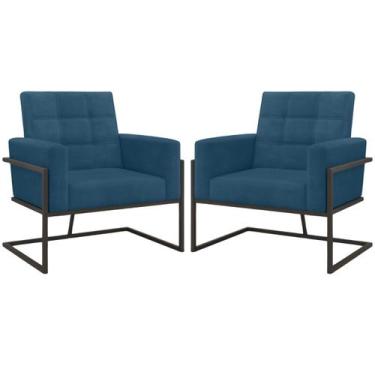 Imagem de kit 2 Poltronas Base de metal para Manicure Sala de Estar Decorativa C