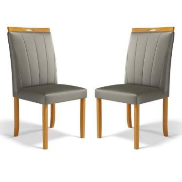 Imagem de Kit Com 2 Cadeiras Aurora Madeira Maciça Estofadas Para Mesa De Jantar