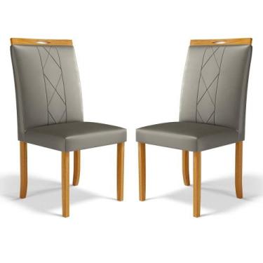 Imagem de Kit Com 2 Cadeiras Ana Madeira Maciça Estofadas Para Mesa De Jantar - 